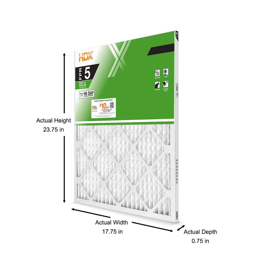 HDX 18 in. x 24 in. x 1 in. Standard Pleated Air Filter FPR 5 HDX1P5-011824