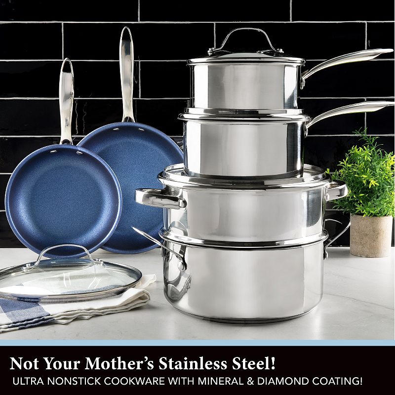 Granitestone Diamond 10-pc. Stainless Steel Nonstick Cookware Set