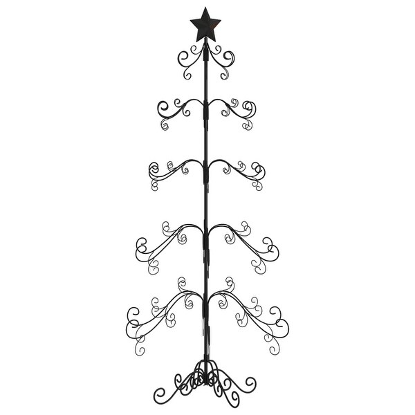 vidaXL Christmas Tree Modern Metal Ornament Tree Stand for Decoration Black