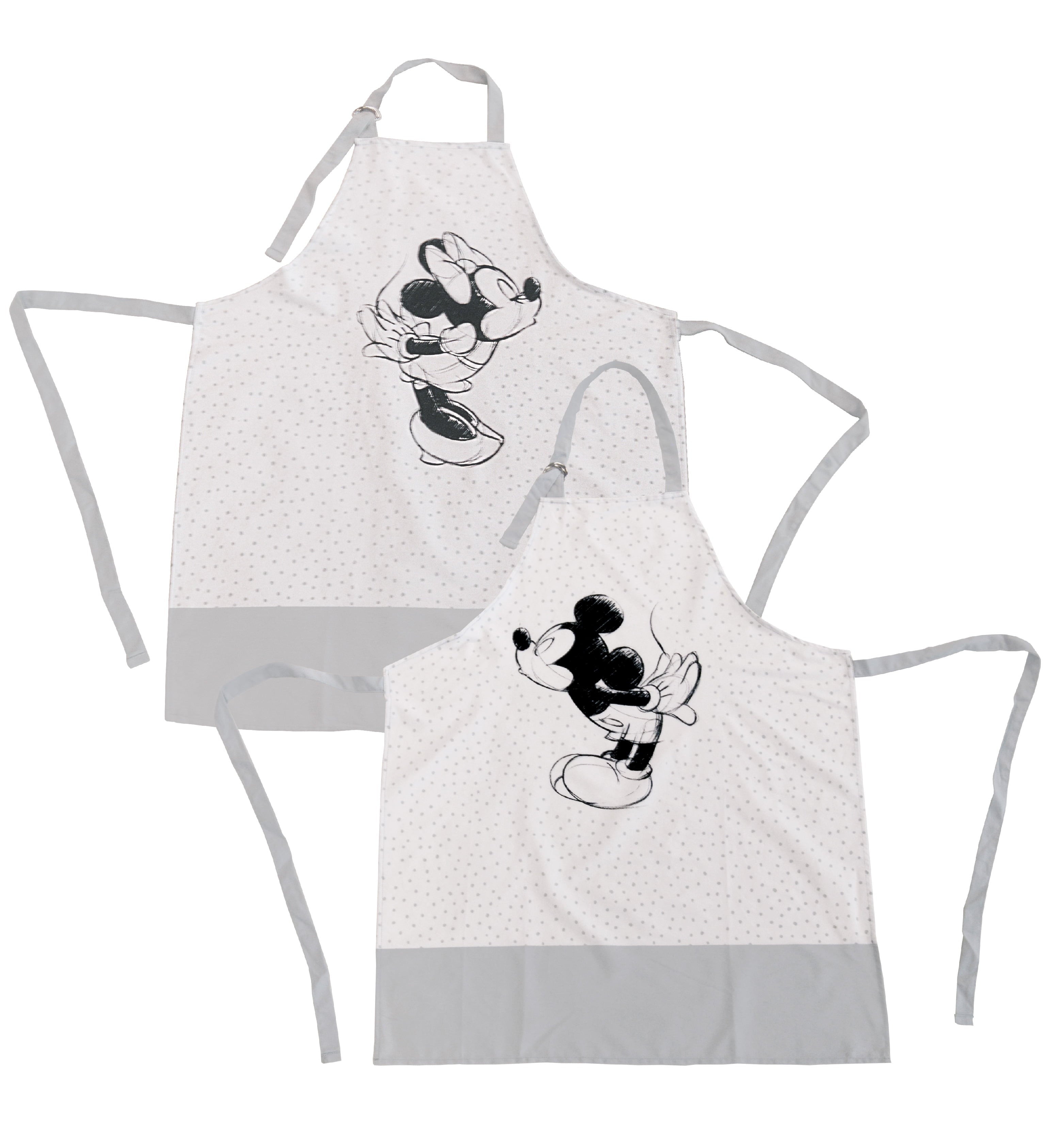 Disney Cotton Apron， 2pk - Durable yet Light Weight Kitchen Apron to Wear While Baking， Cooking， Grilling and More - Cute Cooking Apron to Protect Your Clothing from Stains - Mickey and Minnie Kissing