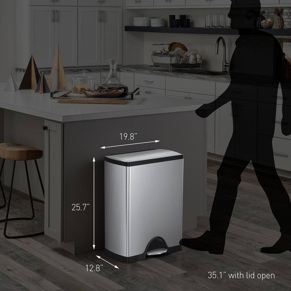 simplehuman 50-Liter Fingerprint-Proof Brushed Stainless Steel Rectangular Step-On Trash Can CW1816