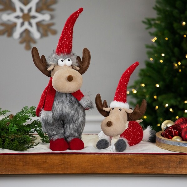 Laying Plush Moose Christmas Figure