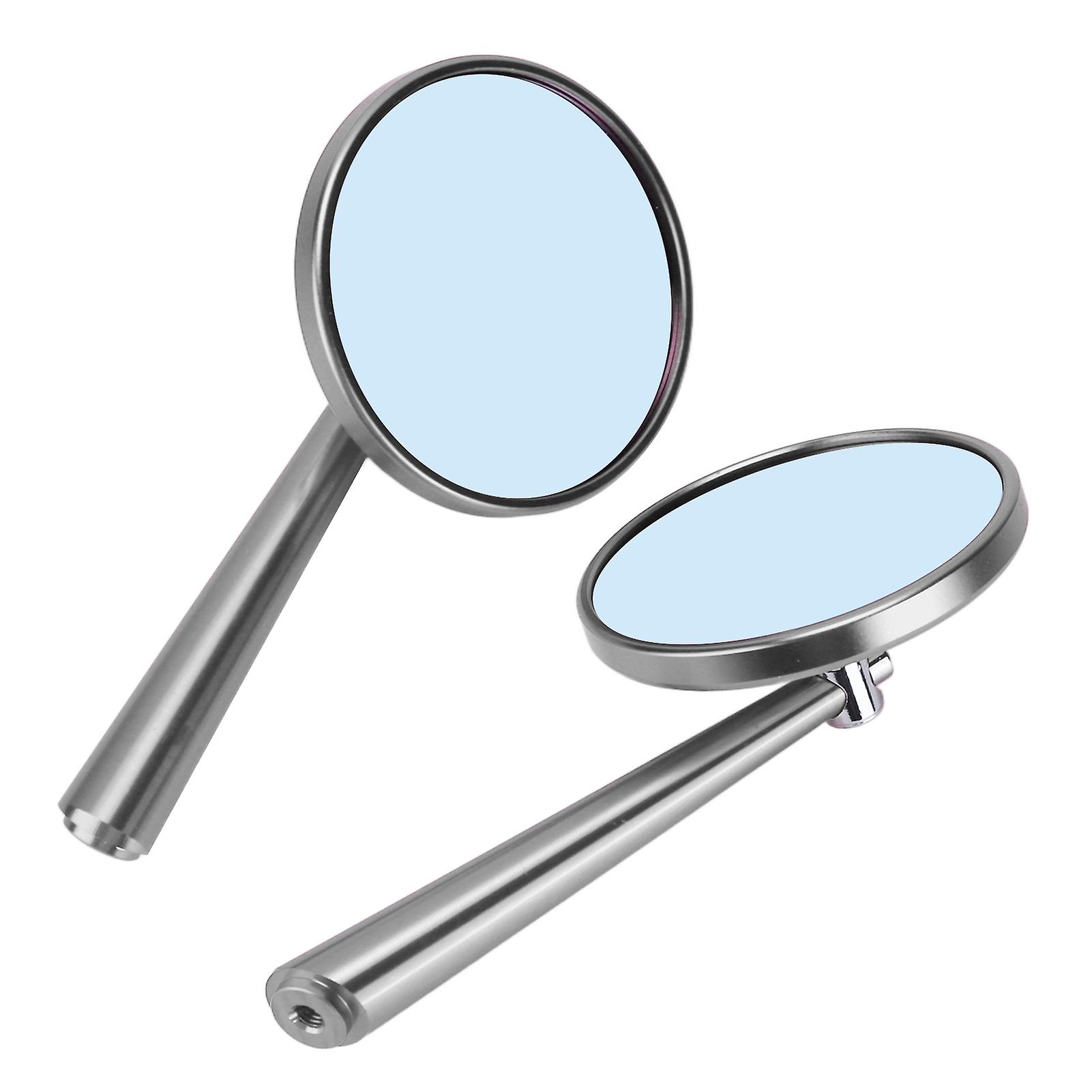 Retro Rear View Mirror Cnc Aluminum Alloy Universal For Motorcycle 8mm 10mm Mounting Sizesilver