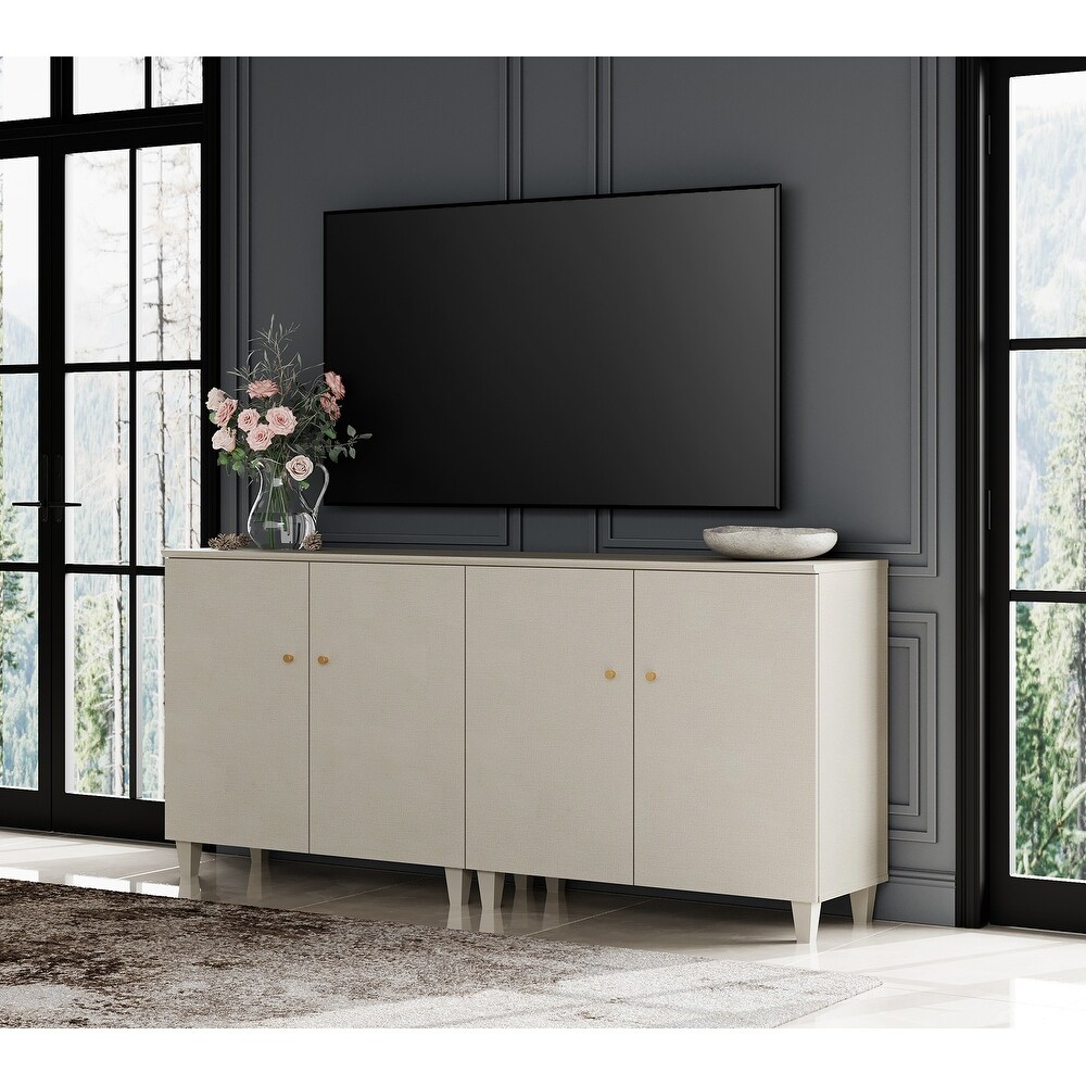 WAMPAT Modern TV Stand  Tall Entertainment Center with Doors