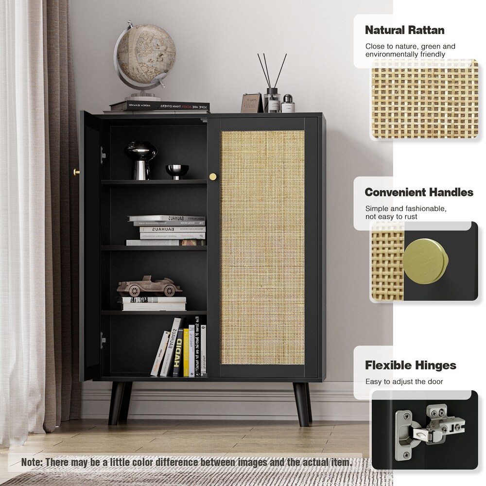 Anmytek Black Rattan Cabinet  44\