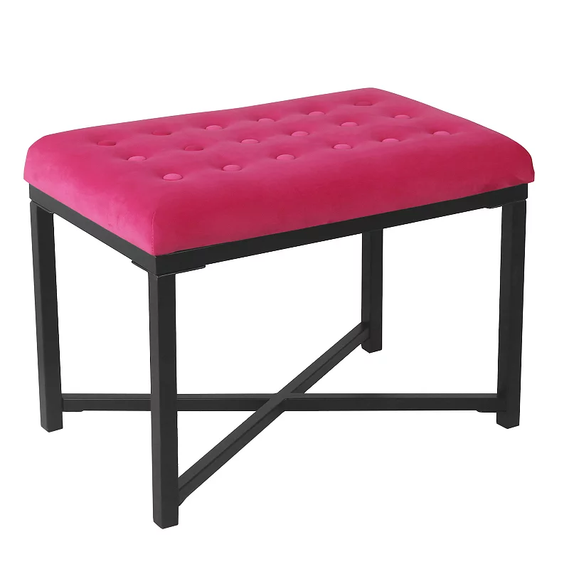 HomePop Velvet Tufted Ottoman