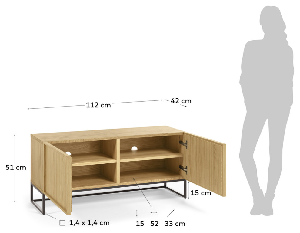 Industrial Oak TV Stand with Cabinet  La Forma Taiana   Industrial   Entertainment Centers And Tv Stands   by Oroa   Distinctive Furniture  Houzz