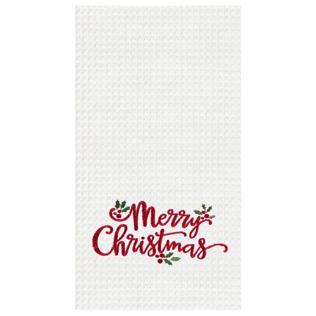 C amp f Home Merry Christmas Holly Leaves Waffle Weave Cotton Kitchen Towel