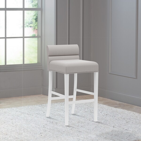 Desco Wood Upholstered Stool， White