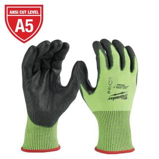 MW Large High Visibility Level 5 Cut Resistant Polyurethane Dipped Work Gloves 48-73-8952