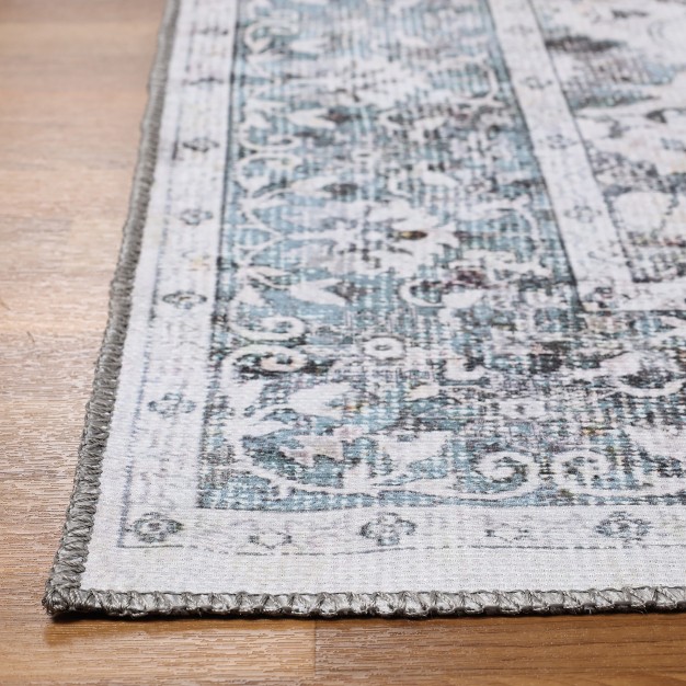 Modern Farmhouse Floral Scroll Border Indoor Area Rug Or Runner By Blue Nile Mills