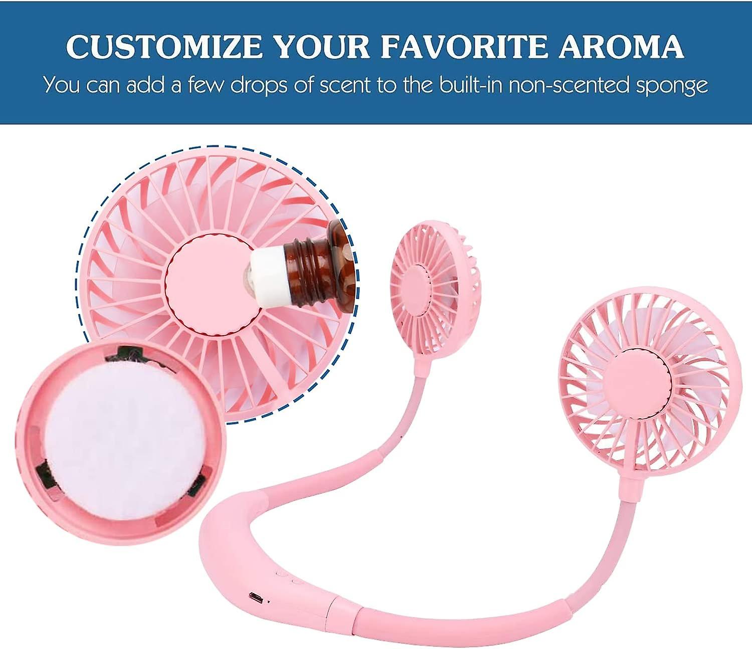 Upgraded Version Portable Neck Fan， Color Changing Led， With Aromatherapy， 360 Free Rotation，and Lower Noise Strong Airflow Headphone Design For Sport