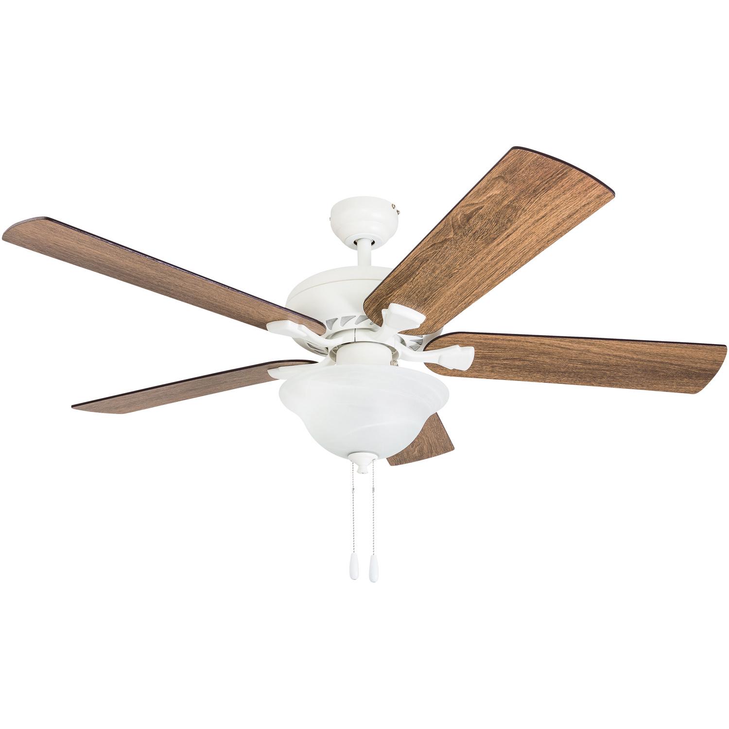 Prominence Home 50673-35 Elm Creek Farmhouse 52-Inch Canary White Indoor Ceiling Fan， LED Bowl Light with Barnwood/Tumbleweed Blades