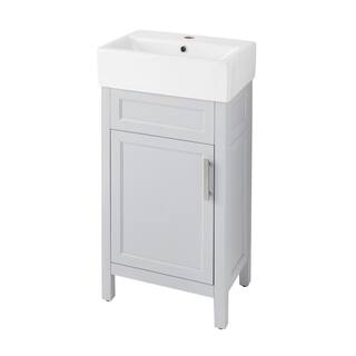 Home Decorators Collection Arvesen 18 in. W x 12 in. D x 35 in. H Bath Vanity in Dove Grey with Ceramic Vanity Top in White with White Sink Arvesen 18G