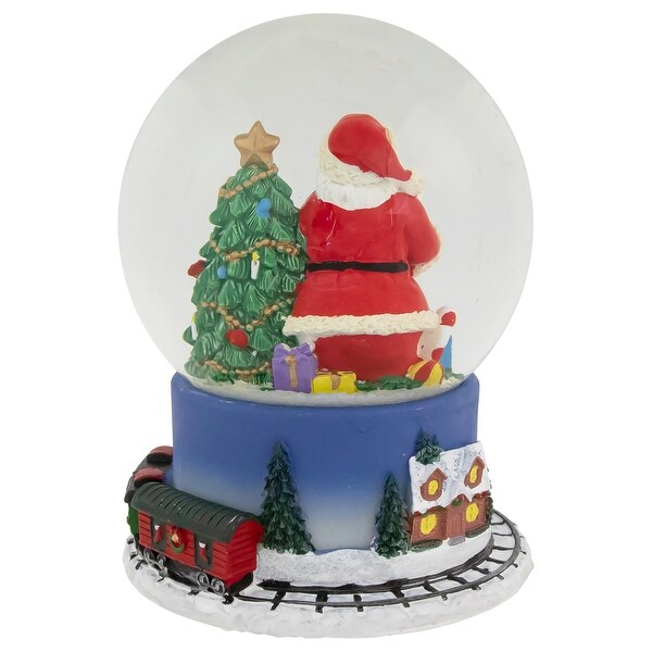 Christmas Train Around Santa Delivering Gifts Musical Water Globe