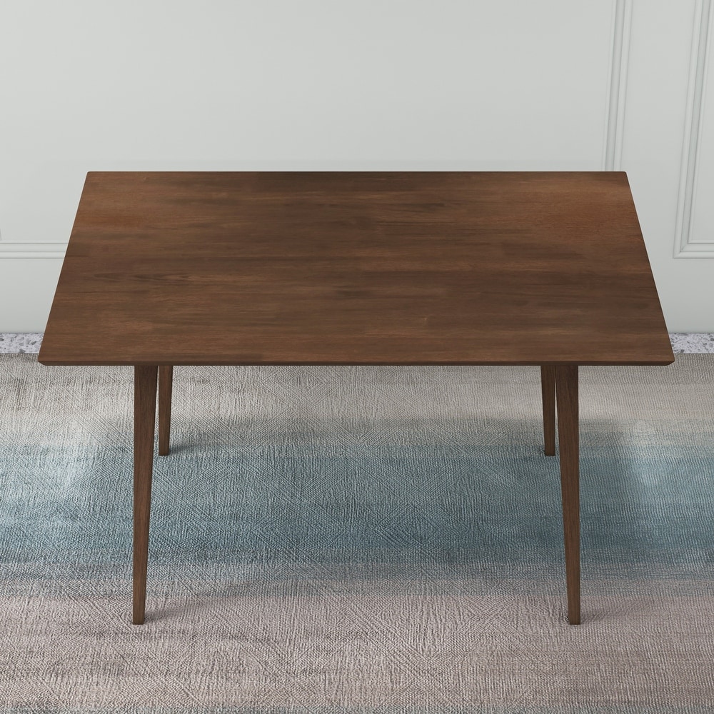 Alessandro Mid Century Modern Rectangular Solid Wood Dining Table in Brown