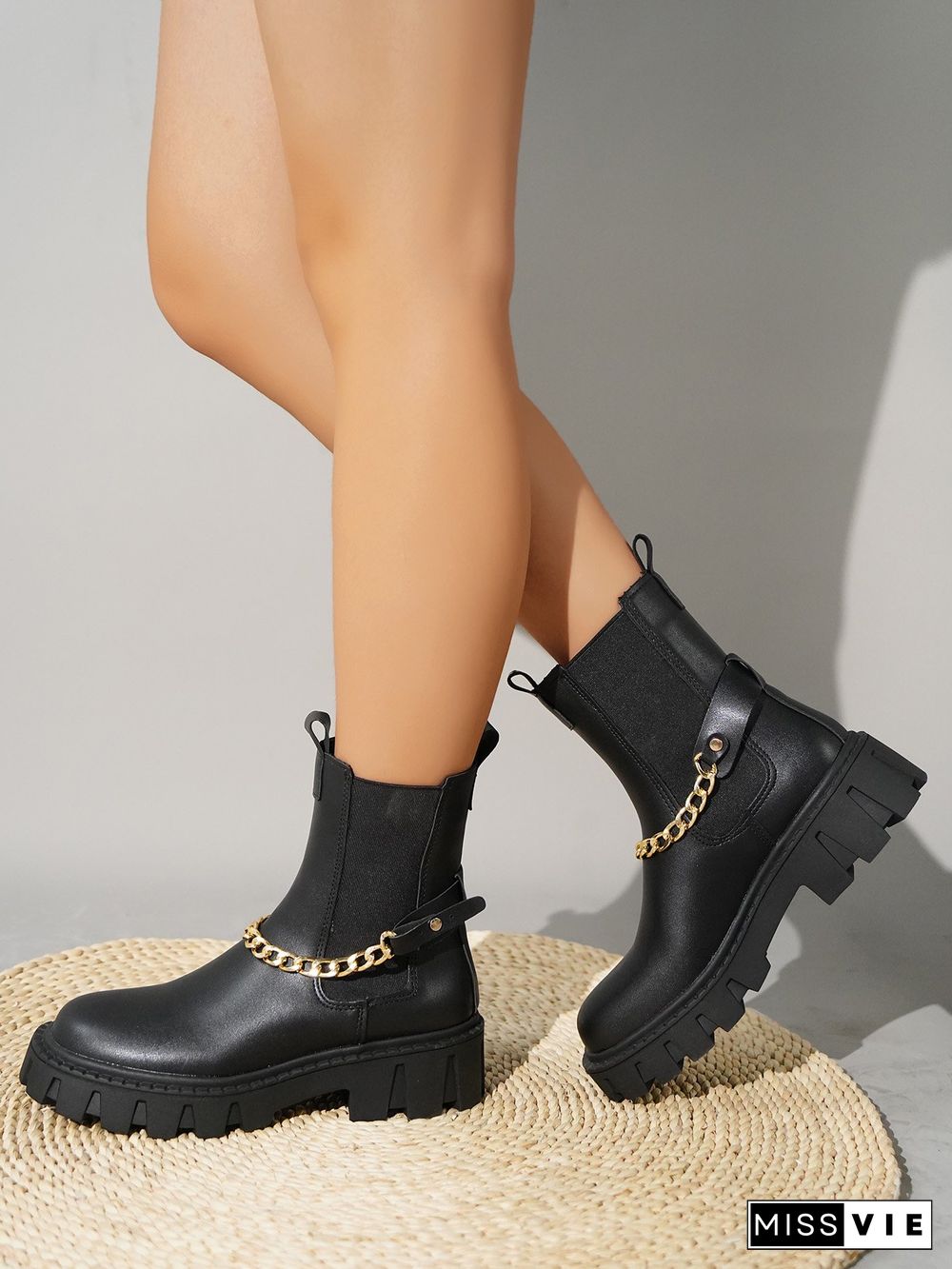 Platform Booster Chain Chelsea Boots