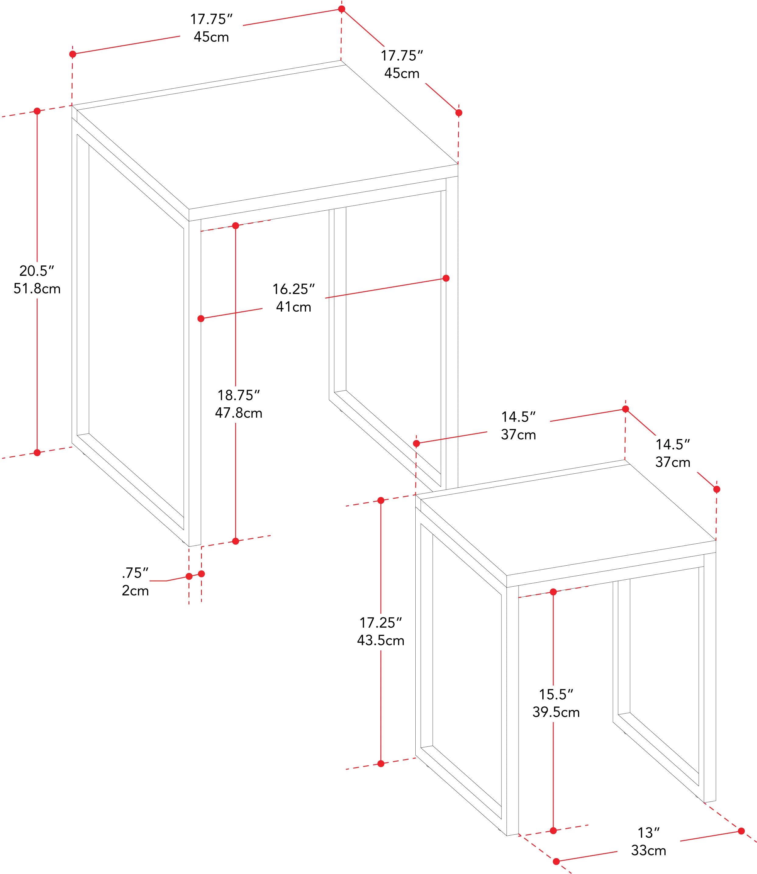 Fort Woth Brown Square Nesting Side Tables