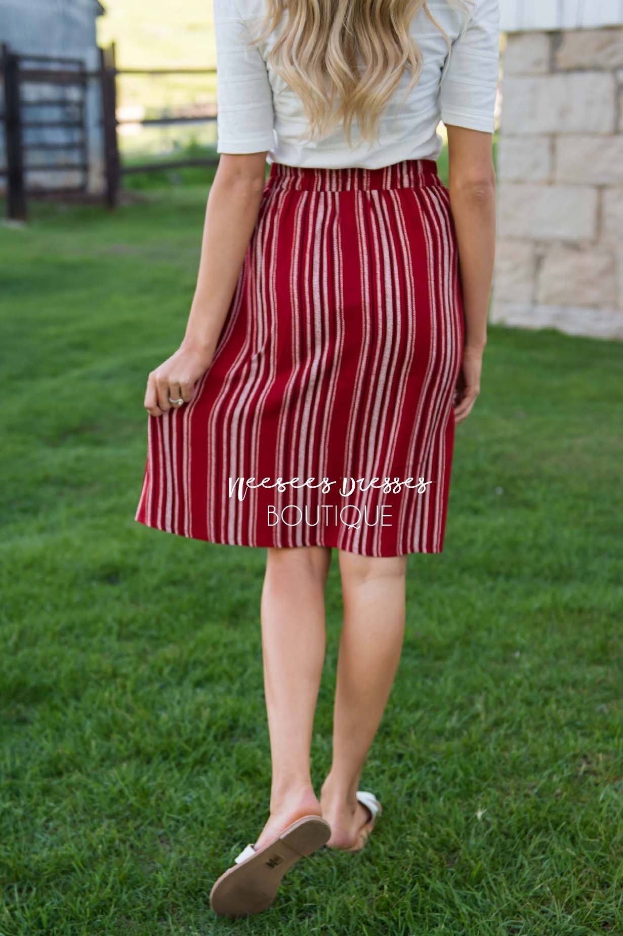 Burst Of Joy Striped Button Skirt