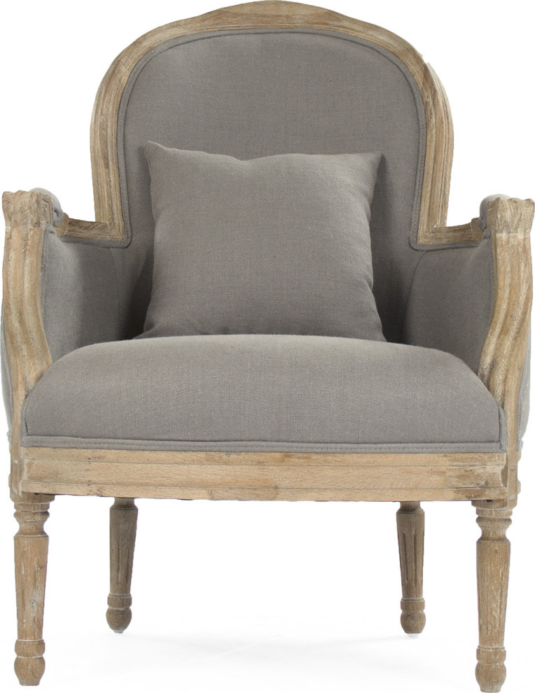 Pascal Club Chair  Gray Linen   French Country   Armchairs And Accent Chairs   by HedgeApple  Houzz