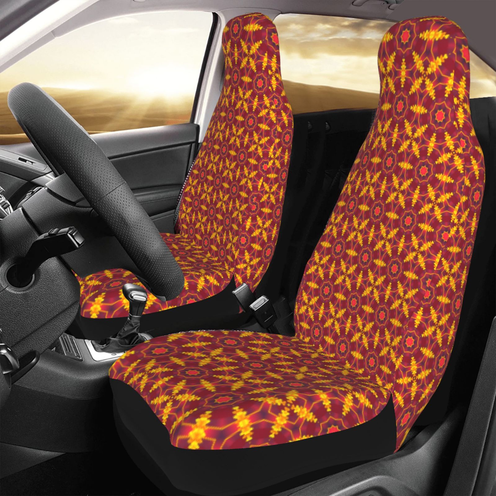 TEQUAN Front Seat Covers， Vintage Floral Design Pattern 2 Piece Car Seat Cover Fit Most Car SUV Truck Van