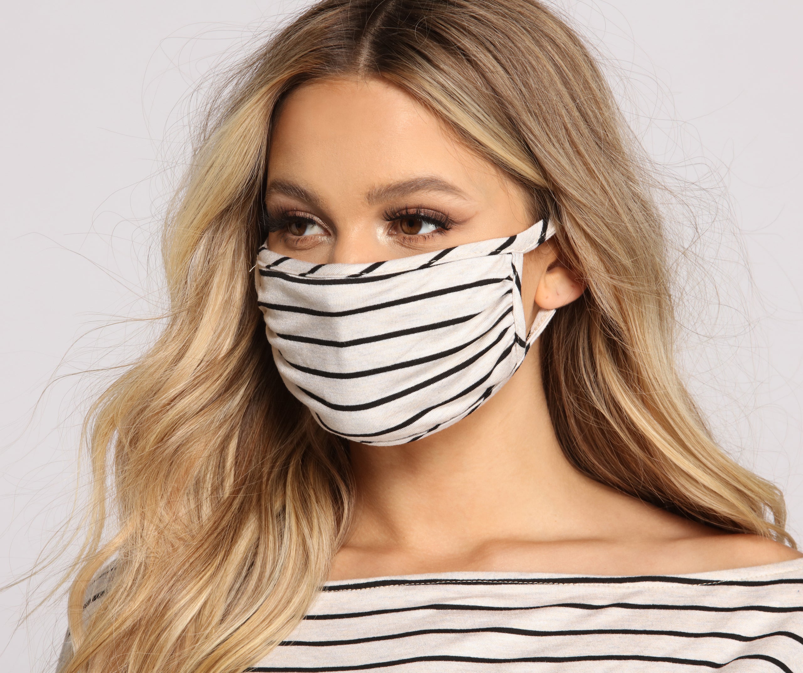 Reusable Striped Face Mask with Earloops