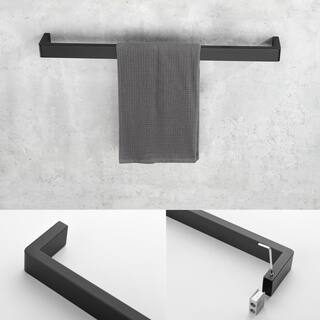 ruiling 24 in. Square Wall Mount Towel Bar in Stainless Steel Matte Black ATK-292