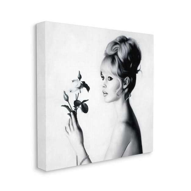 Stupell Industries Famous People Bardot Female Floral Side Portrait