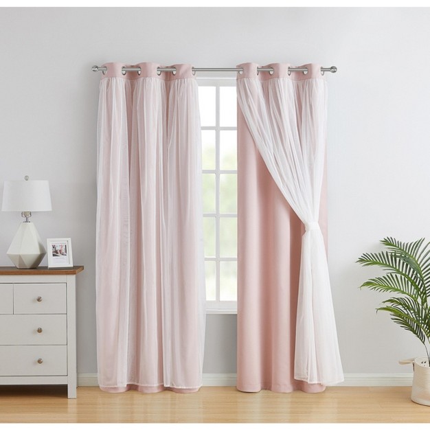 Kate Aurora Basic Elegance 2 Pack Double Layered Hotel Chic Sheer Light Defusing Curtains