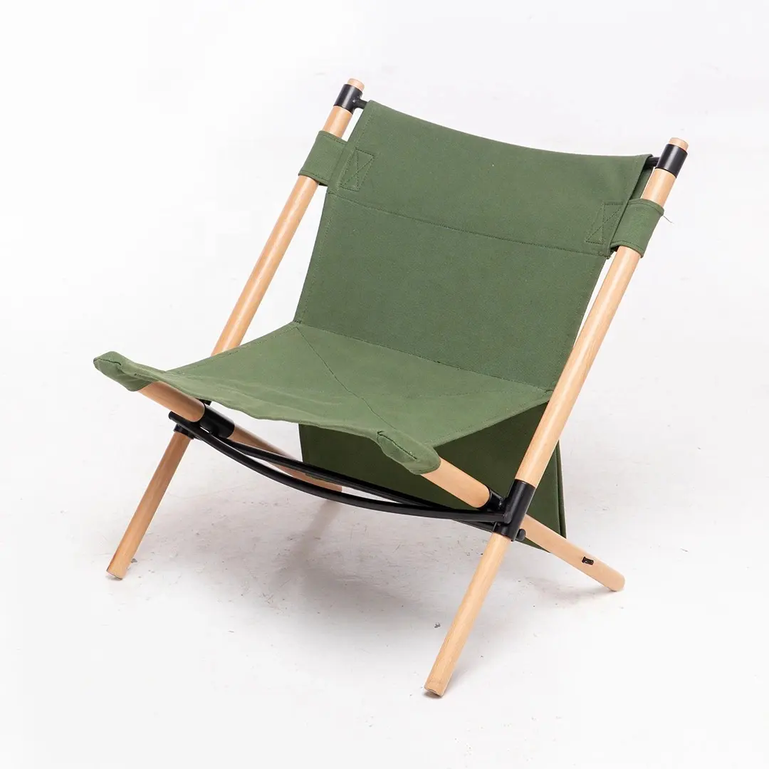 Natural Wood Portable Camping Chair Wooden Folding Beach Lounge Outdoor Chair Kermit Chair For Picnic Hiking