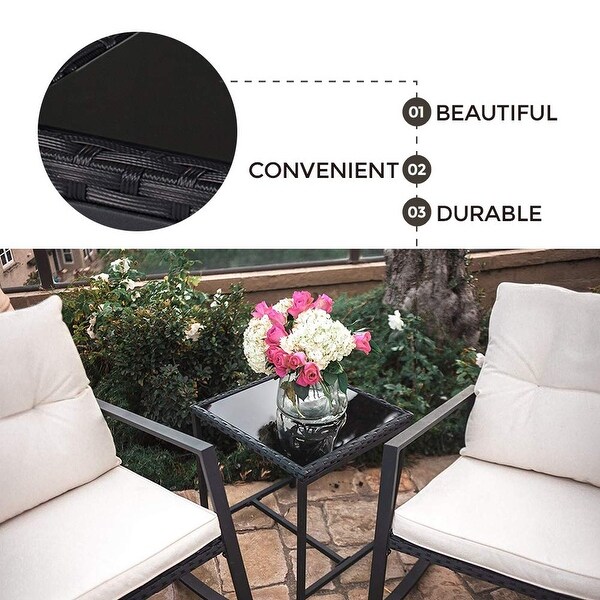 Pheap Outdoor Patio 3piece Black/Brown Wicker Rocking Bistro Set by Havenside Home