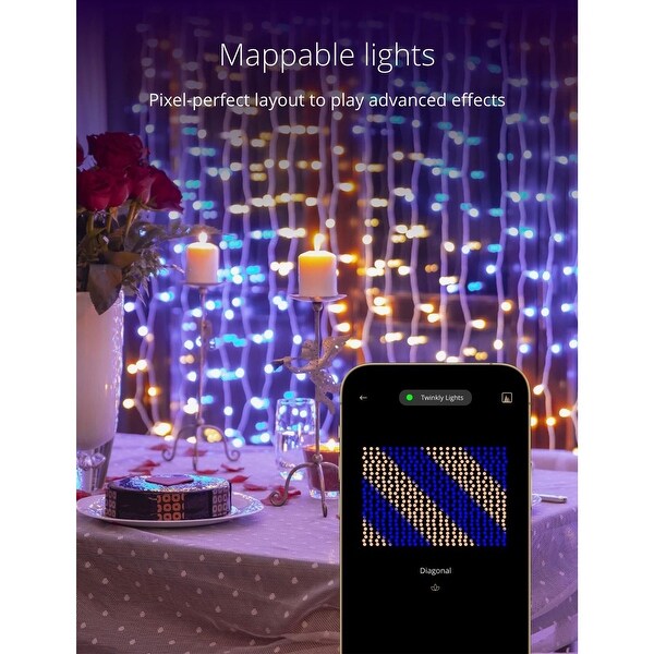 Twinkly Curtain AppControlled Smart LED Christmas Lights 210 Multicolor + White