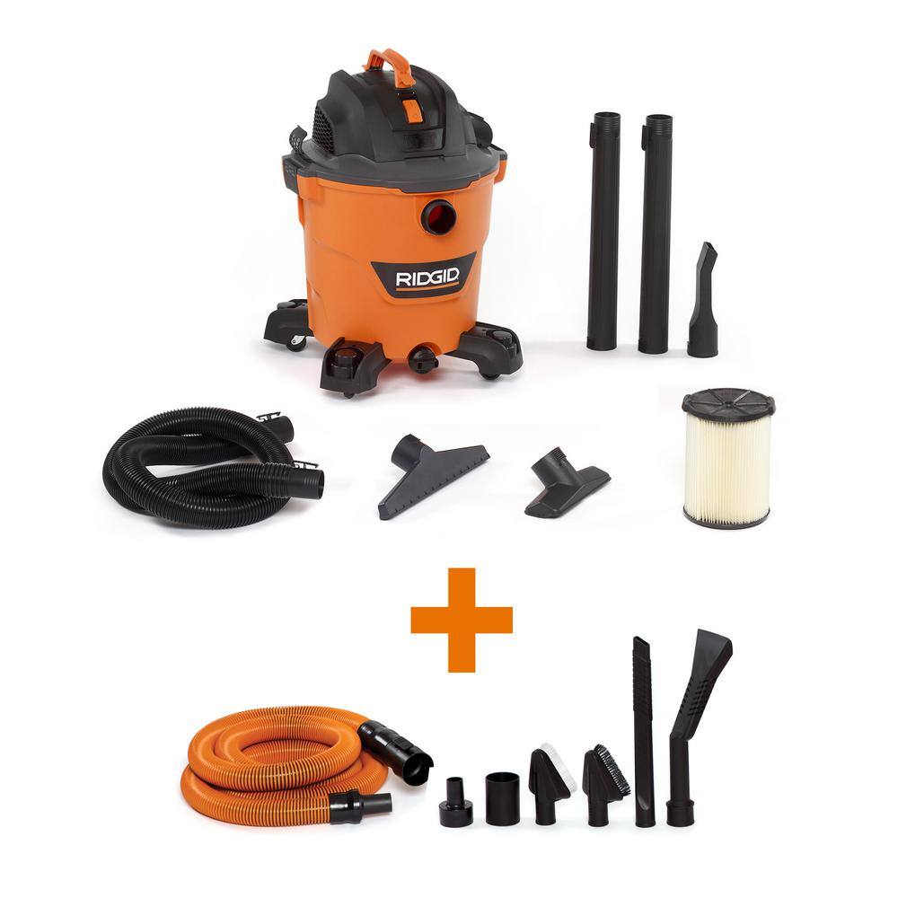 RIDGID 12 Gallon 5.0 Peak HP NXT WetDry Shop Vacuum with Filter Locking Hose Accessories and Premium Car Cleaning Kit HD1200A