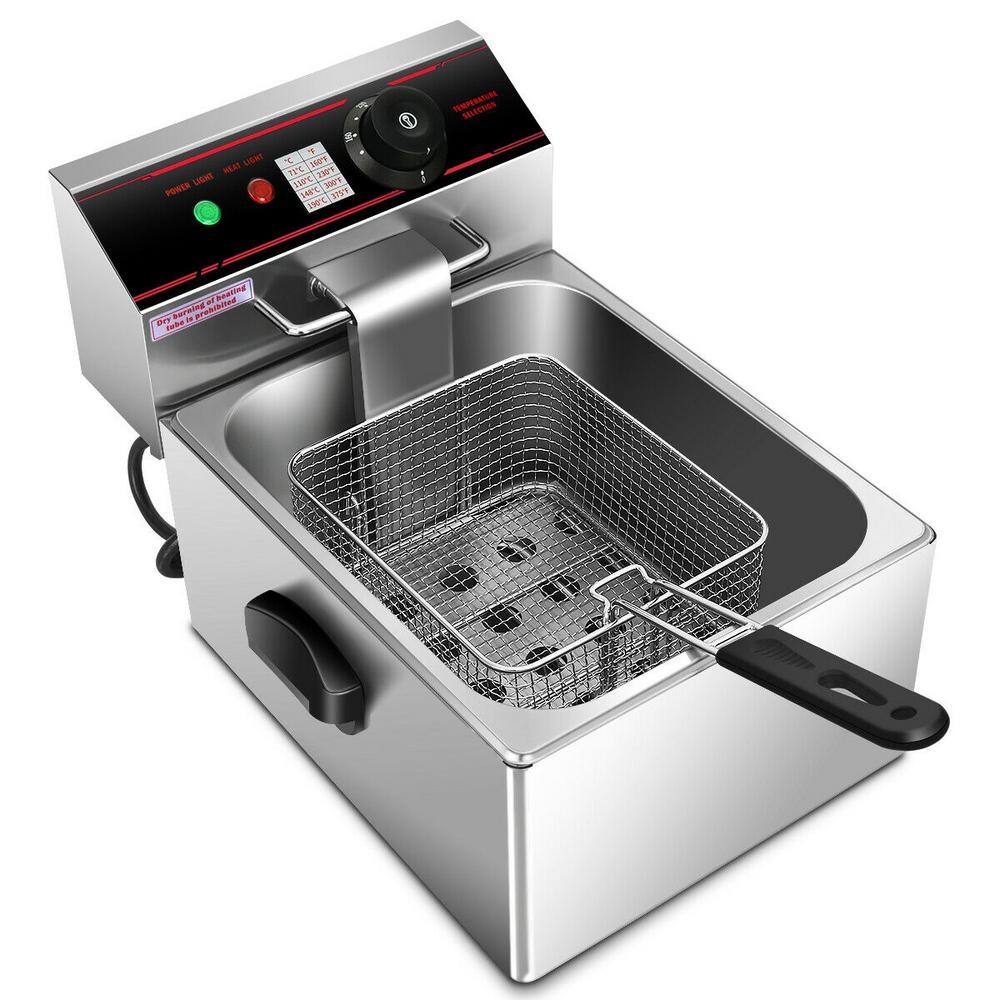 Costway 6.3 qt. Silver Deep Fryer with Multiple Safety GHM0102