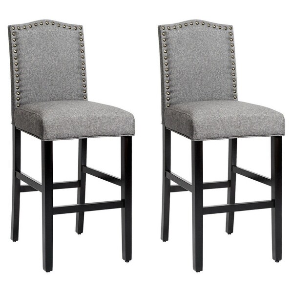 Set of 2 Counter Height Dining Side Barstools with Thick Cushion-Grey - 18 x 21.5 x 45.5 (L x D x H)