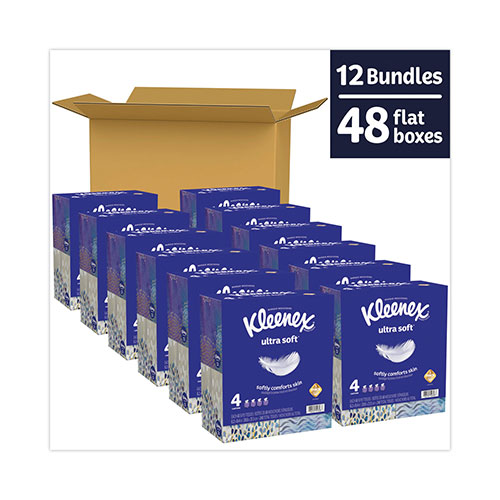 Kimberly-Clark Kleenex Ultra Soft Tissues - 3 Ply - White - Soft | Strong， Fragrance-free - For Home， Office， Business， Face - 65 Per Box - 4