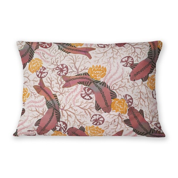 ZEN FISH PINK Indoor|Outdoor Lumbar Pillow By Becky Bailey