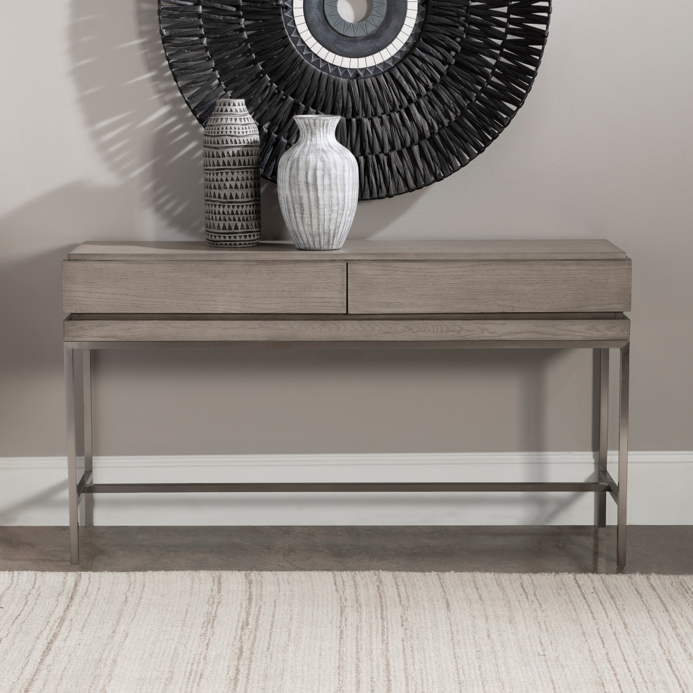 Kamala Gray Oak Console Table   Contemporary   Console Tables   by Ownax  Houzz