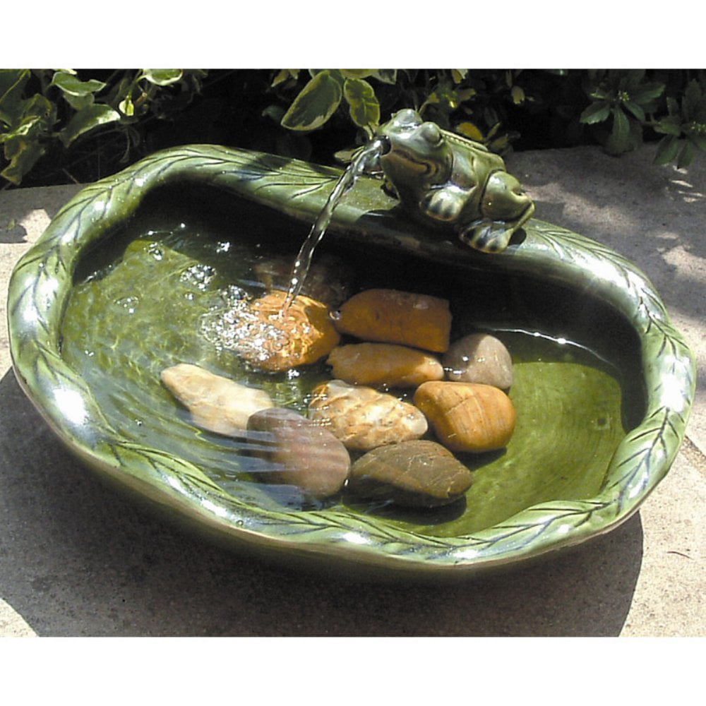 Smart Solar 22300R01 Outdoor Solar Powered Ceramic Frog Fountain with Water Pump