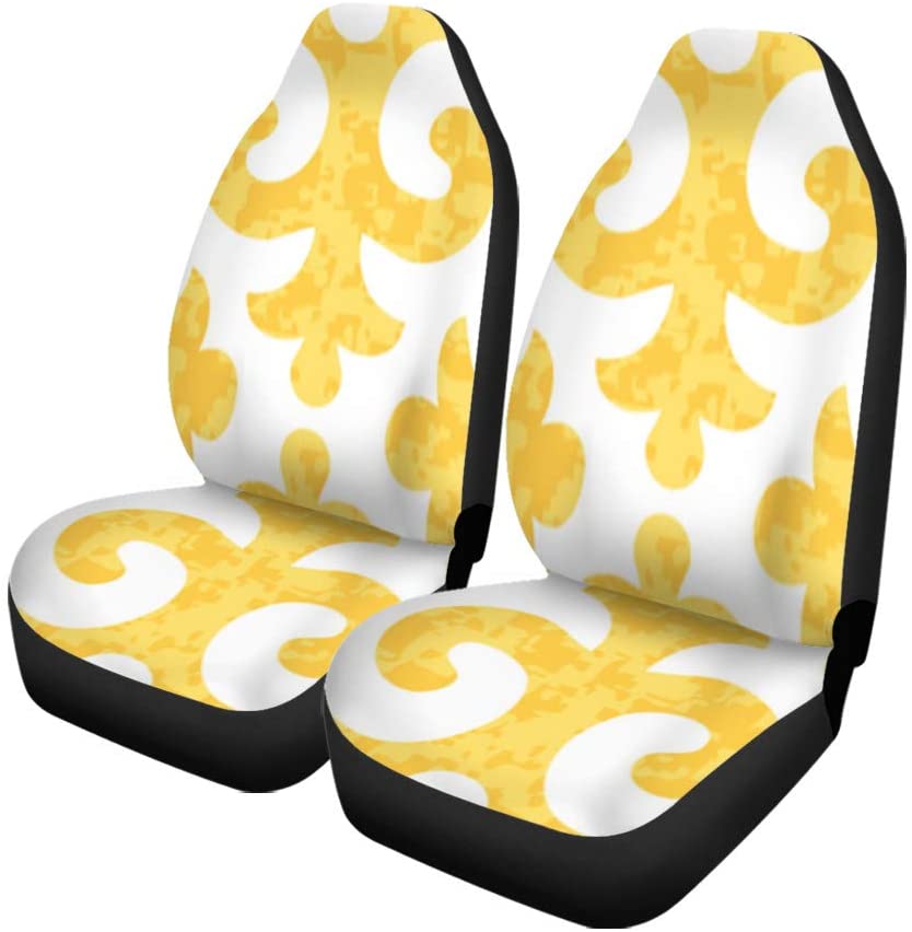 ZHANZZK Set of 2 Car Seat Covers Camoflage Shyrdak Fleur De Lis Pattern Eclectic Safari Vintage Universal Auto Front Seats Protector Fits for Car，SUV Sedan，Truck