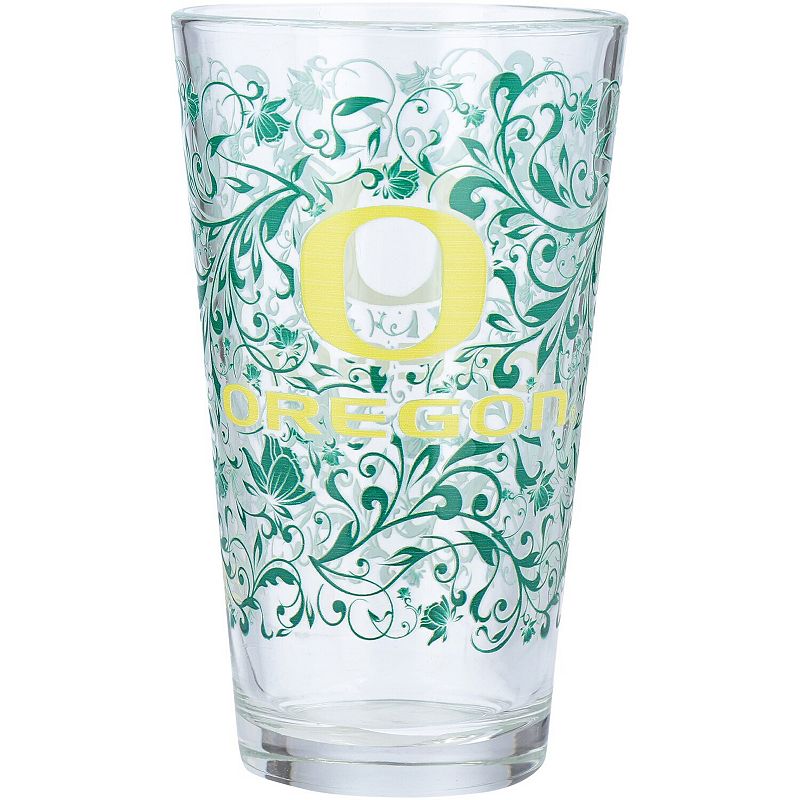 Oregon Ducks 16oz. Floral Pint Glass