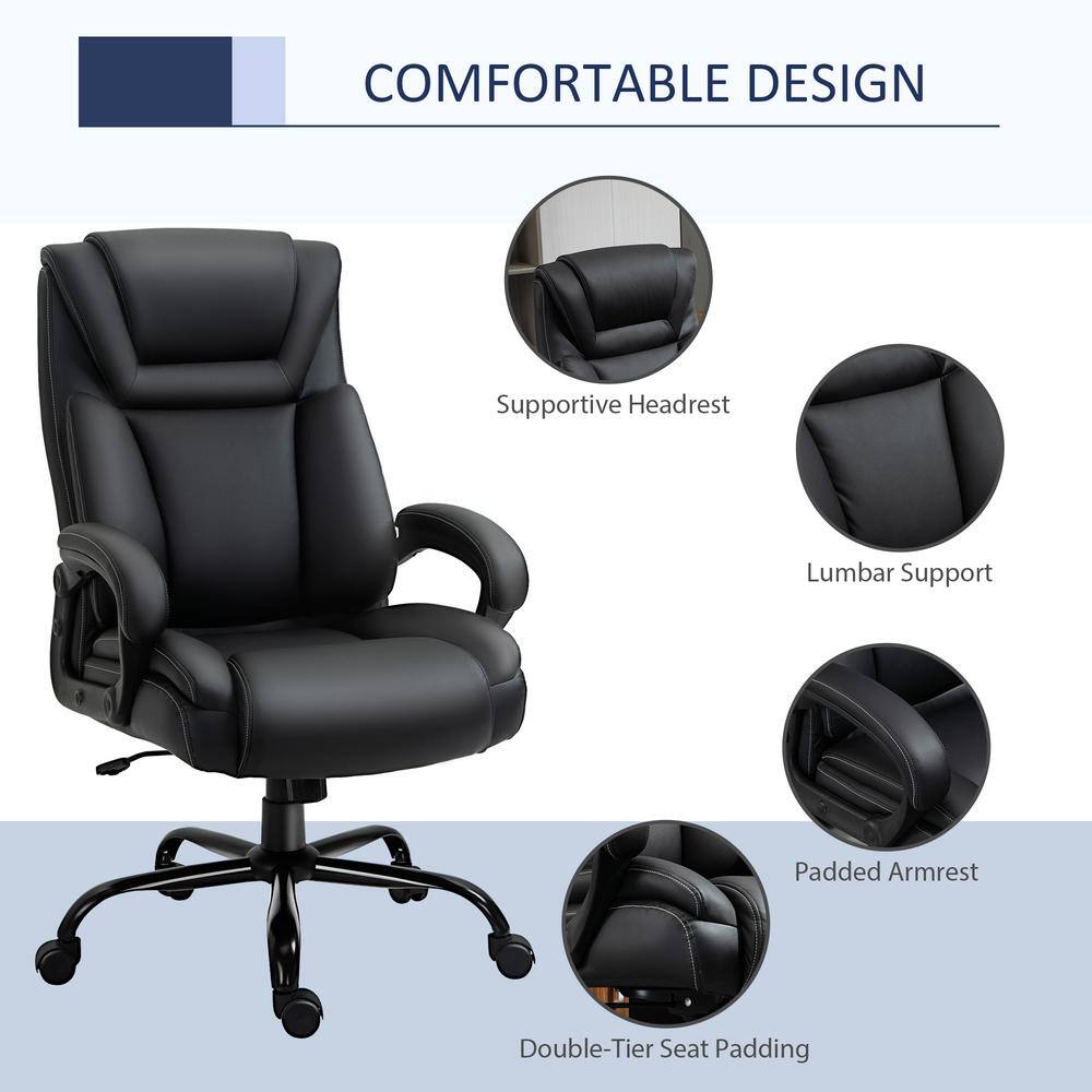 Vinsetto Black Big and Tall Executive Office Chair 400 lbs. Computer Desk Chair with High Back PU Leather Ergonomic Upholstery 921-470BK