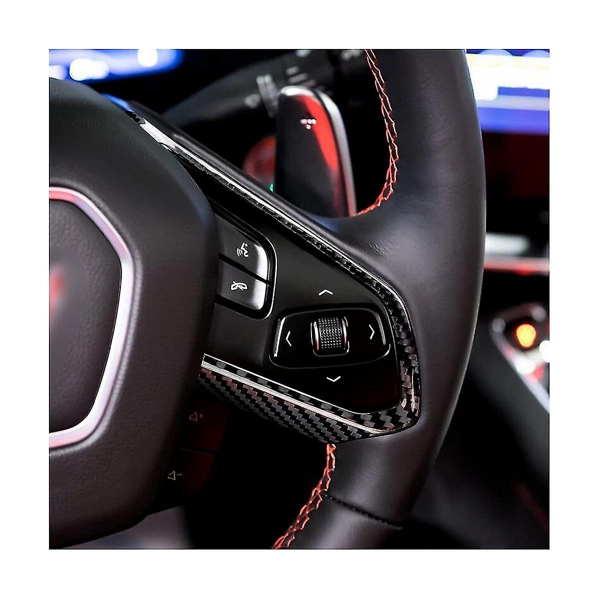 Car Steering Wheel Button Outer Rear Hard Carbon Fiber For C8 2020-2022(black)