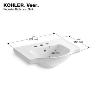 KOHLER Veer 24 in. Vitreous China Pedestal Sink Basin in White R5248-4-0