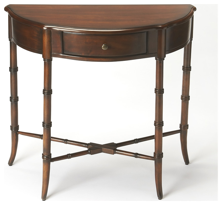 Skilling Cherry Demilune Console Table   Traditional   Console Tables   by DesignerCurios  Houzz