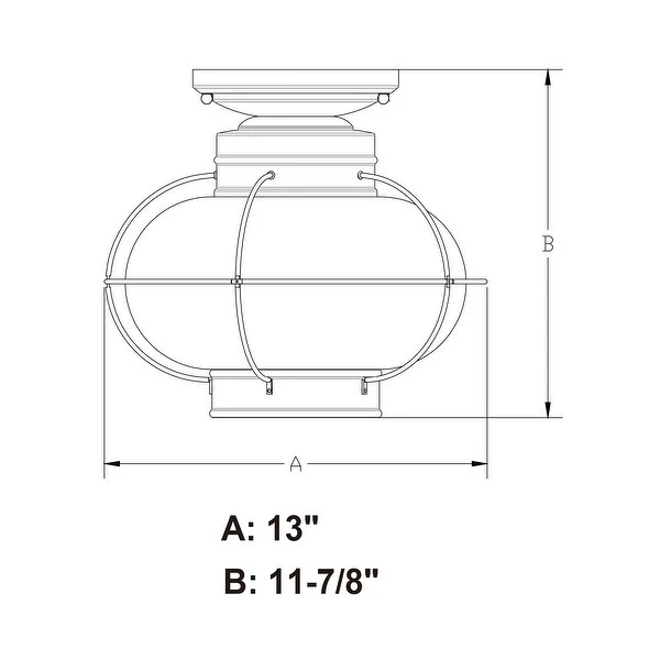 Chatham Coastal Black Semi-Flush Mount Ceiling Light - 13-in W x 12-in H x 13-in D