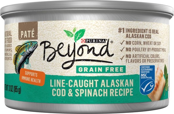 Purina Beyond Grain-Free Pate Alaskan Cod and Spinach Recipe Canned Cat Food