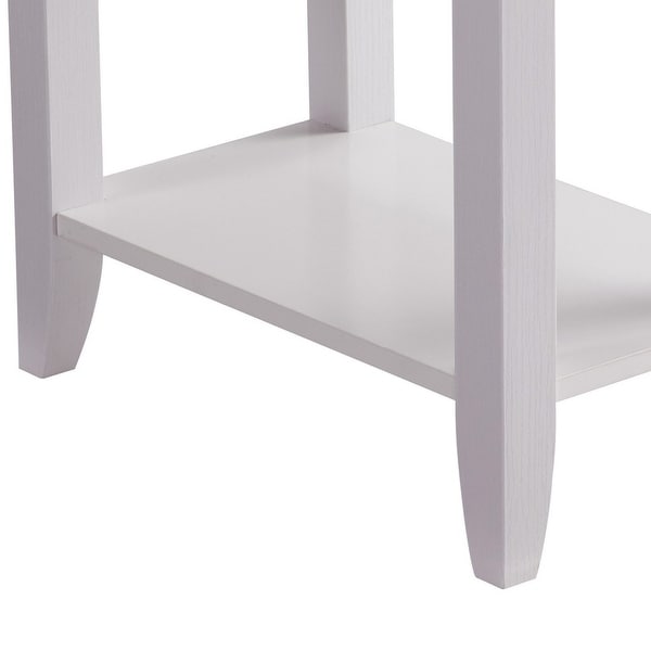 24 Inch Modern Chairside Table with Extendable Drawer and Cupholders， White