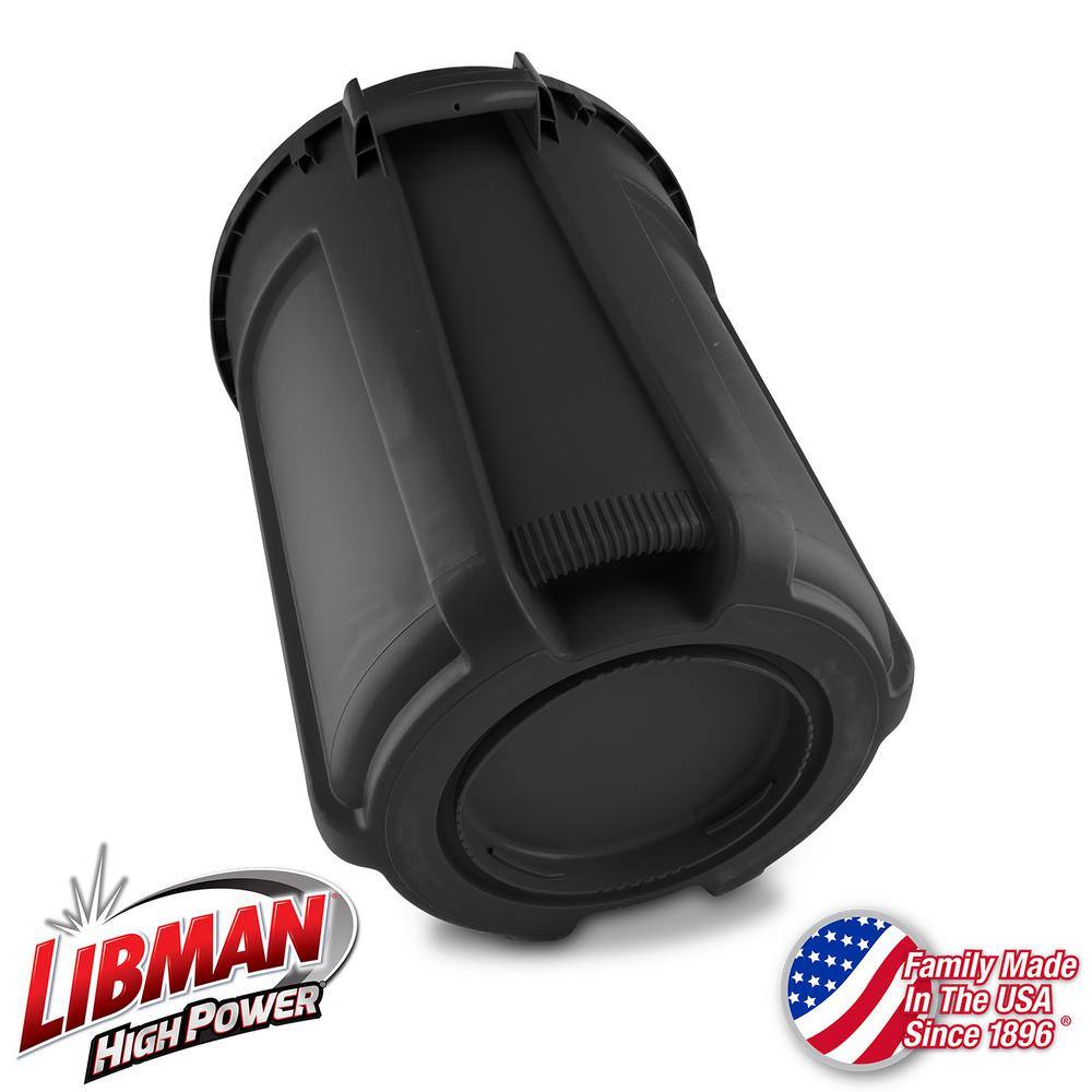 Libman Heavy-Duty 32 Gal. Black Round Vented Trash Can with Lid 1385