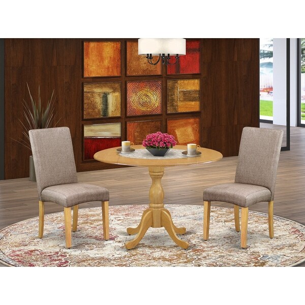 3 Piece Dining Table Set - 1 Dining Room Table and 2 Kitchen Dining Chairs with Upholstered Linen Fabric - (Color Options)